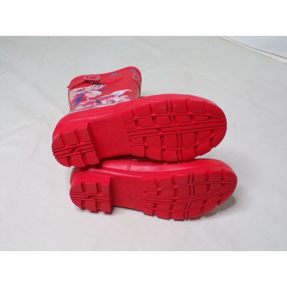 JOULES Molly Welly Mid-Height Red Floral Rubber Rain Boots 6 NEW - Picture 10 of 10